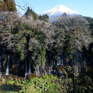 Chutes d'eau de Shiraito, panorama en hauteur avec vue sur le Mont Fuji 2