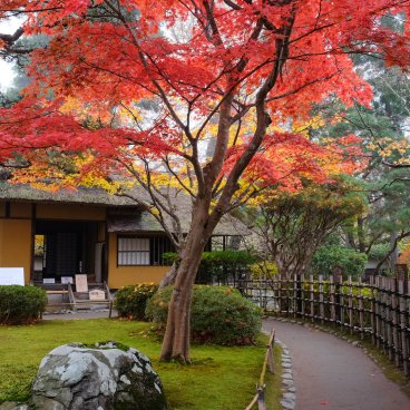 Aizu-Wakamatsu, maison de thé traditionnelle Rinkaku du château de Tsuruga