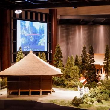 Musée Tateyama de Toyama, reproduction du pont Nunobashi et de pavillons religieux
