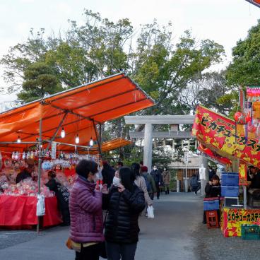 Myoho-ji (Fuji City), stands de rue pendant le festival Bishamonten Taisai 2