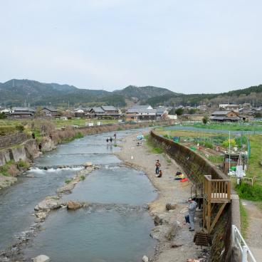 Parc Settsukyo (Osaka), pêche dans la rivière Akuta et campagne japonaise