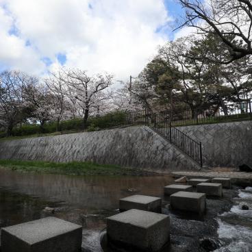 Parc Shukugawa (Hyogo), pas de pierre pour traverser la rivière