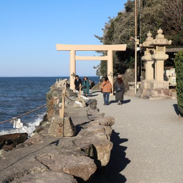 Meoto Iwa (Ise), porte Torii du sanctuaire Futami Okitama 2