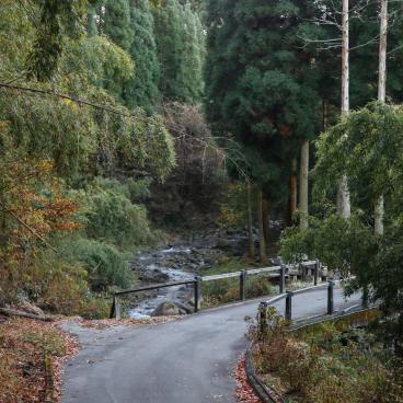 Miyama Sanso (Kurokawa Onsen), vue sur la vallée en automne