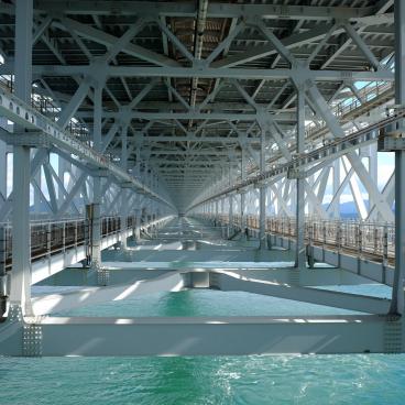 Tourbillons de Naruto, vue sur la structure métallique du pont Onaruto-kyo