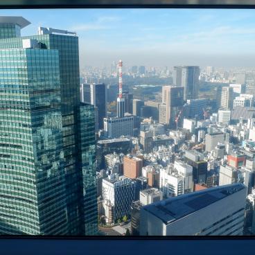 Caretta Shiodome (Tokyo), observatoire Dentsu et vue sur le palais impérial