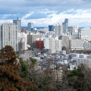 Château de Sendai, panorama sur la ville moderne depuis le mont Aoba