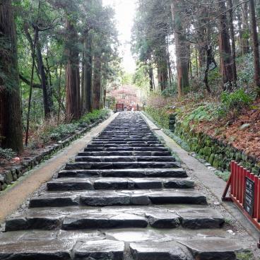 Zuihoden (Sendai), escalier d'accès dans la forêt au mausolée de Date Masamune
