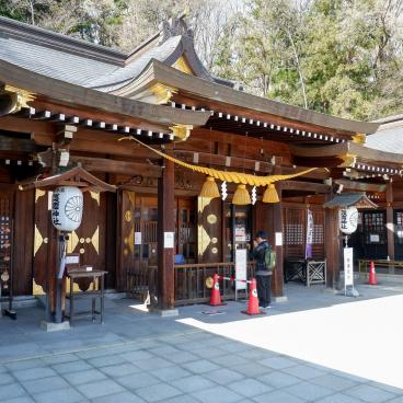 Ville de Fukushima (Tohoku), pavillon principal du sanctuaire Gokoku-jinja sur le mont Shinobu