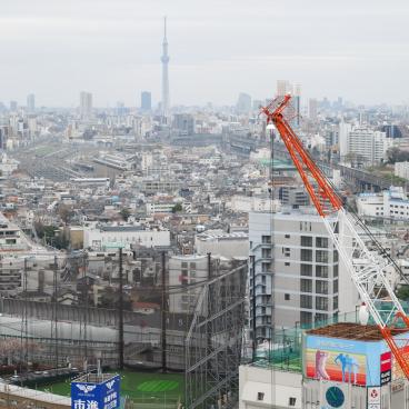 Hokutopia (Tokyo), vue sur le quartier d'Oji et la Skytree