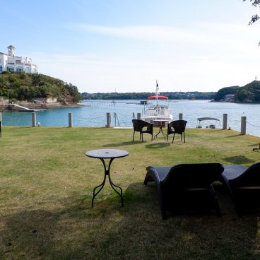 Basaratei (Shima, Ise), ponton privatif de l'hôtel sur la baie d'Ago