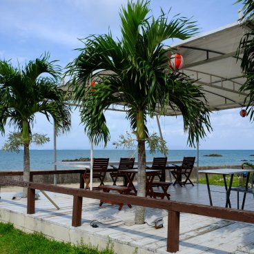 Plage de Fusaki (Ishigaki), terrasse avec vue mer