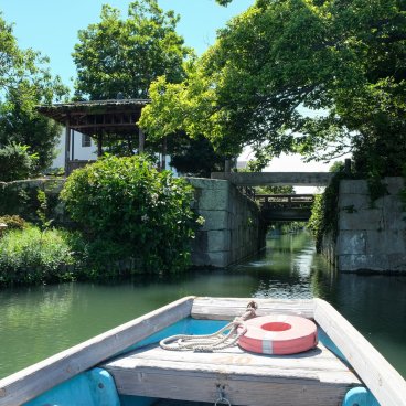 Yanagawa (Fukuoka), croisière Kawakudari sur les canaux en été 2