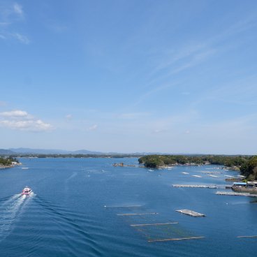 Shima (péninsule d'Ise, Mie), panorama sur la baie d'Ago depuis le pont Pearl Bridge de la route 260
