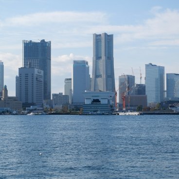 Parc Yamashita (Yokohama), vue sur la skyline de Minato Mirai 21