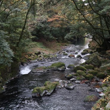 Gorge de Kikuchi (Kumamoto), vue sur la vallée à la fin de l'automne