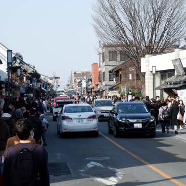 Kawagoe (Saitama), rues historiques de la ville bondées le week-end en période de sakura 