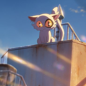 Suzume de Makoto Shinkai, image du chat-esprit Daijin