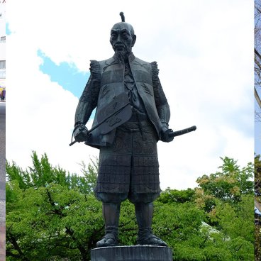Triptyque des unificateurs du Japon : Oda Nobunaga, Toyotomi Hideyoshi et Tokugawa Ieyasu