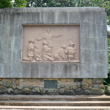 Église Oura (Nagasaki), fresque qui illustre la découverte des chrétiens cachés d'Urakami