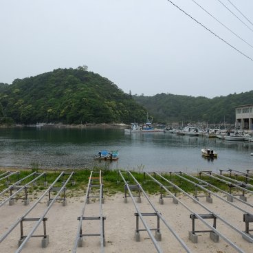 Yunotsu (Oda, Shimane), vue sur le port et les bateaux de pêche