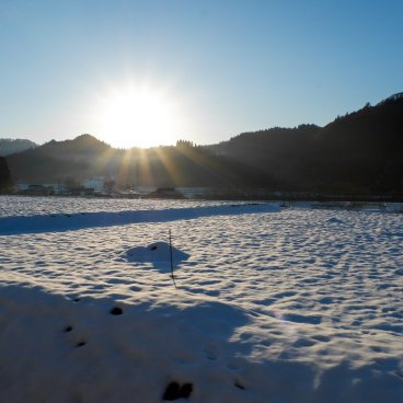 Ligne de train Akita Nairiku, vue sur la compagne japonaise en hiver entre Odate et Kakunodate 2