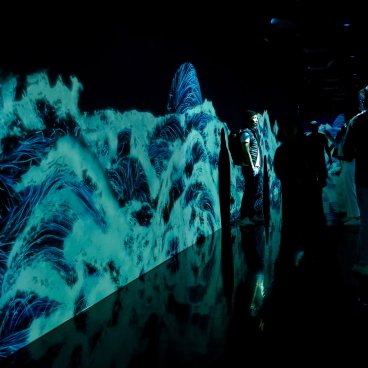 teamLab Borderless (Azabudai Hills, Tokyo), Black Waves: Flowing Beyond Borders