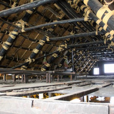 Résidence Wada (Shirakawa-go), enchevêtrement traditionnel de poutres