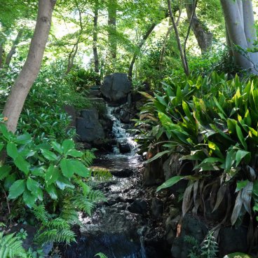 Atsuta-jingu (Nagoya), cours d'eau et cascade dans l'enceinte du sanctuaire