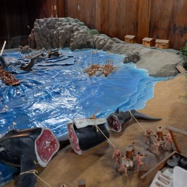 Château de Kochi, diorama sur la tradition de la chasse à la baleine au Japon