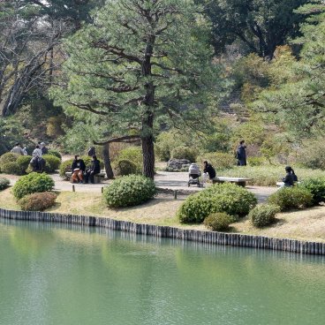 Rikugi-en (Tokyo), jardin japonais de promenade autour d'un étang