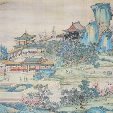 Garden of Fine Arts, Kyoto, Détail de la fresque en céramique La Fête de Qingming au bord de la rivière 2