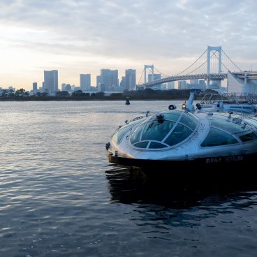 Croisière Hotaluna (Tokyo), vue sur le bateau depuis le terminal Odaiba Seaside Park
