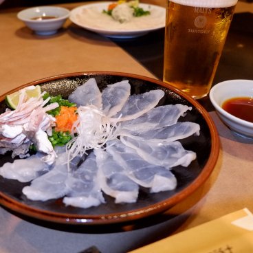 Guenpin Kagurazaka (Tokyo), assiette de sashimi de fugu