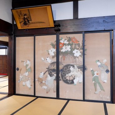 Maison de samurai Aoyagi-ke (Kakunodate), Portes coulissantes fusuma peintes