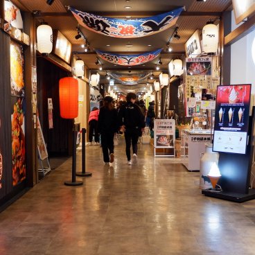 Toyosu Senkyaku Banrai (Tokyo), espace intérieur Mekiki Yokocho