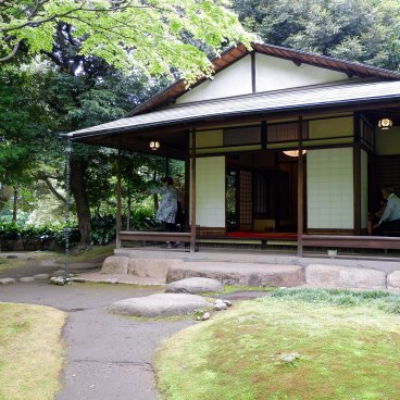 Kyu Furukawa Teien (Tokyo), dégustation de matcha au sein du pavillon de thé du jardin japonais 2