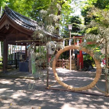 Toshincho Hikawa-jinja (Tokyo), anneau de purification Chinowa pour Nagoshi no Harae le 30 juin