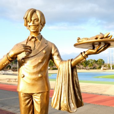 Pèlerinage One Piece à Kumamoto (Kyushu), statue de Sanji à Mashiki 2