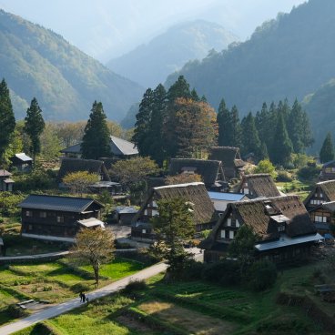 Gokayama (Toyama), vue sur le village rural et traditionnel à toits de chaume Ainokura