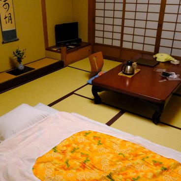 Iwaso (Miyajima), Futon déployé pour la nuit dans une chambre Standard