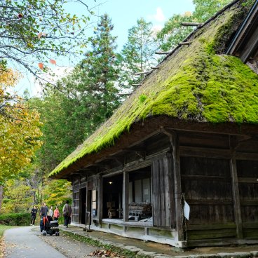 Hida no Sato (Takayama), Vue sur une maison traditionnelle au toit de chaume