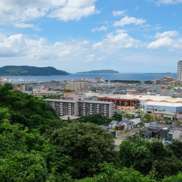 Fukuoka (Kyushu), panorama sur la baie de Hakata depuis Washio Atago-jinja