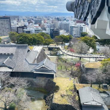 Château de Kumamoto, vue panoramique depuis l'observatoire du donjon reconstruit depuis 2021