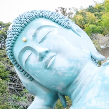 Nanzo-in (Sasaguri, Fukuoka), visage du grand Bouddha couché Shakanehan-zo