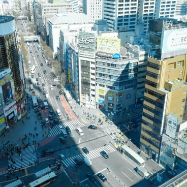 Shibuya (Tokyo), vue en hauteur sur le quartier depuis le gratte-ciel Scramble Square