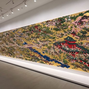 Naoshima, Honmura, Naoshima New Museum of Art, fresque de Takashi Murakami