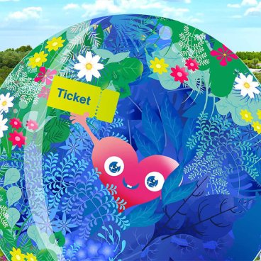 GREEN×EXPO 2027, visuel officiel avec la mascotte Tunk-Tunk