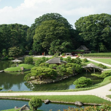 Koraku-en (Okayama), vue sur le jardin japonais et le plan d'eau principal