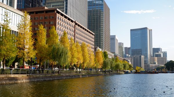 Vue sur Marunouchi et les douves impériales de Tokyo